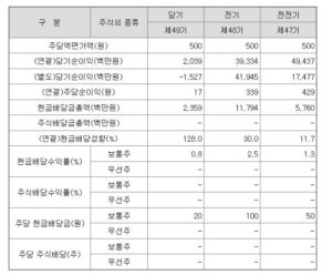 아주IB투자 배당지표